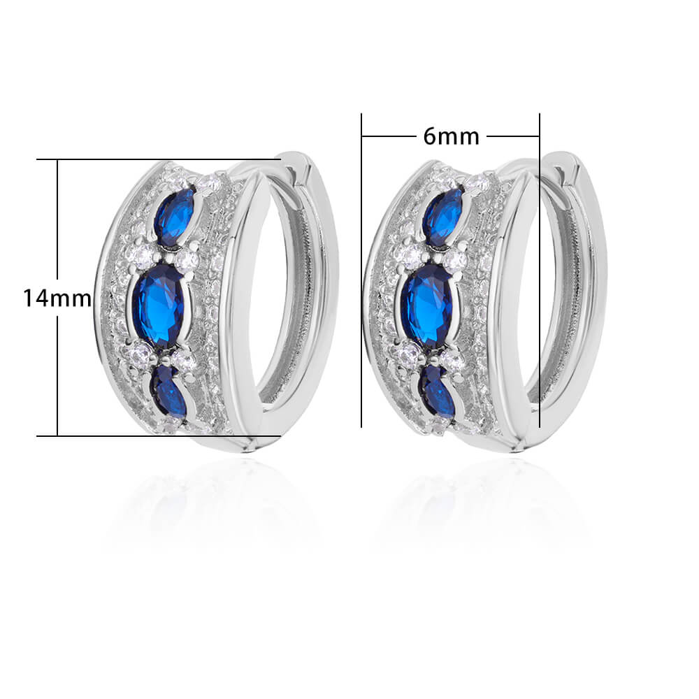 Brincos Ovais de Zircônia Azul (Banhado a Ouro 18K)
