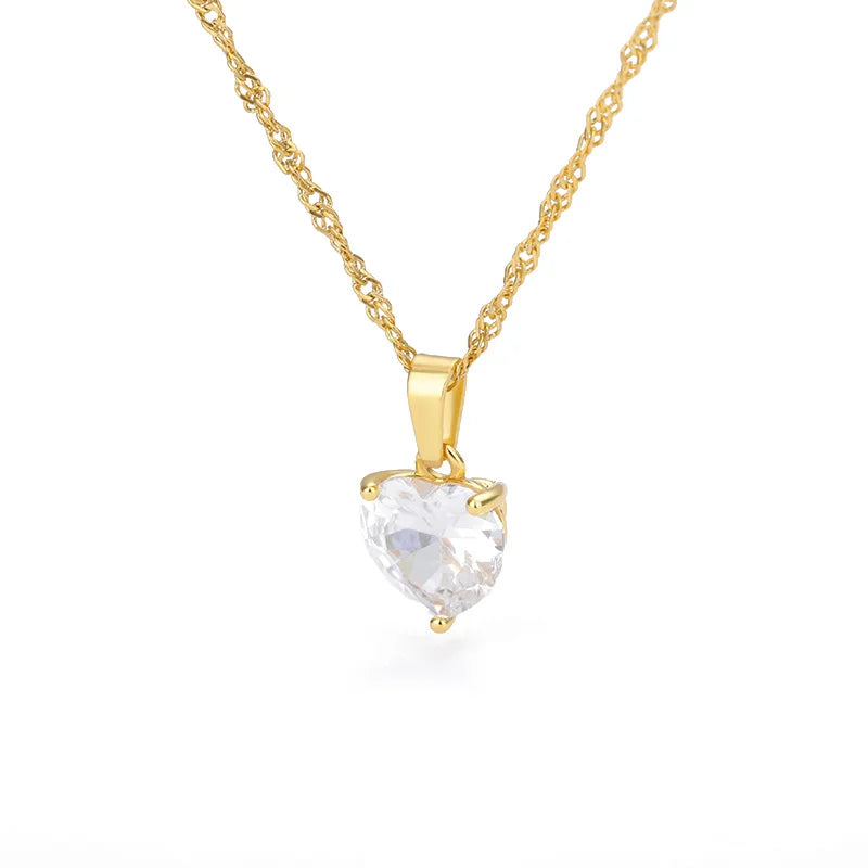 Colar Coração de Zircônia (Banhado a Ouro 18K)