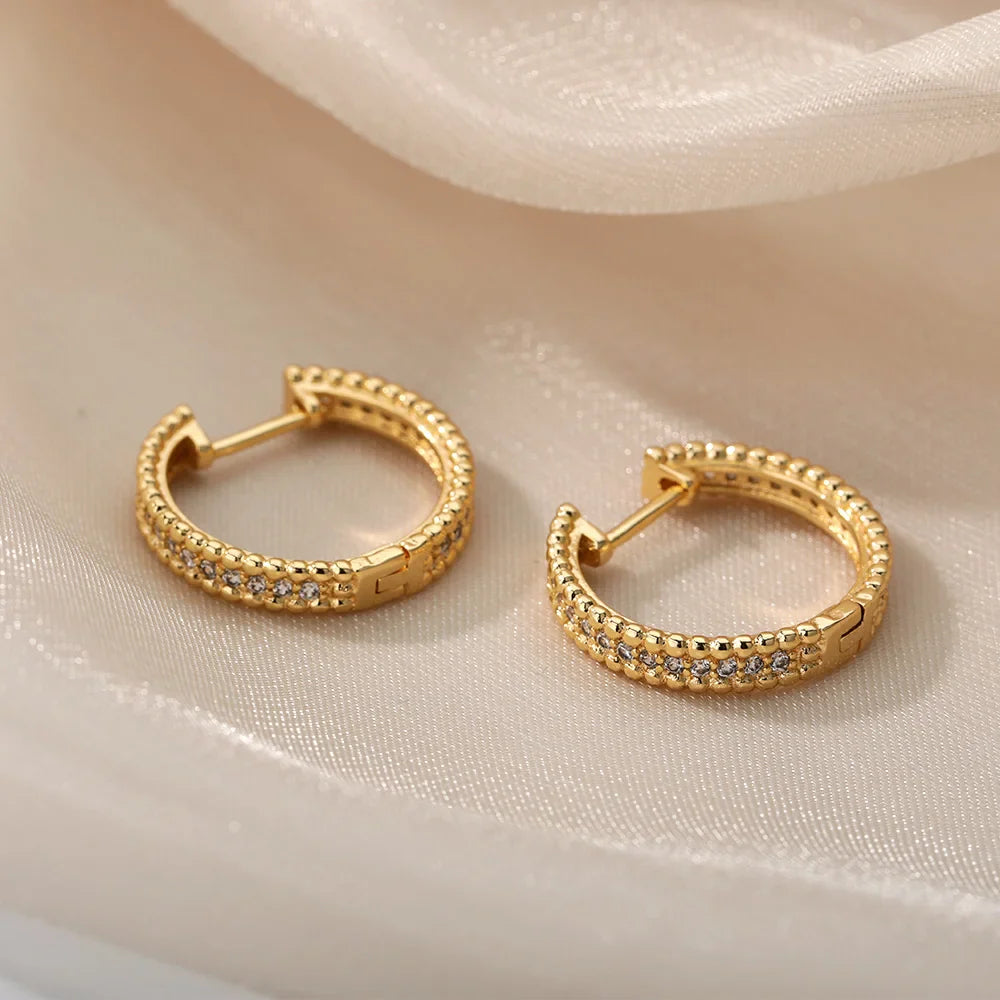 Brincos Círculo de Zircônia (Banhado a Ouro 18K)