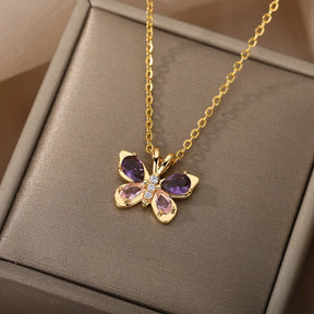Colar Borboleta Cristalina (Banhado a Ouro 18K)