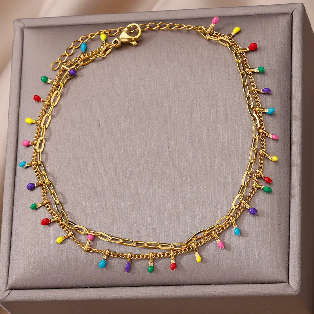 Tornozeleira Boho Luxo Colorida