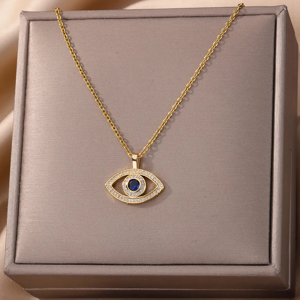 Colar Olho Grego com Zircônia (Banhado a Ouro 18K)