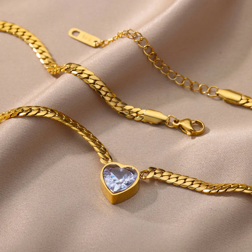 Colar Coração de Zircônia (Banhado a Ouro 18K)
