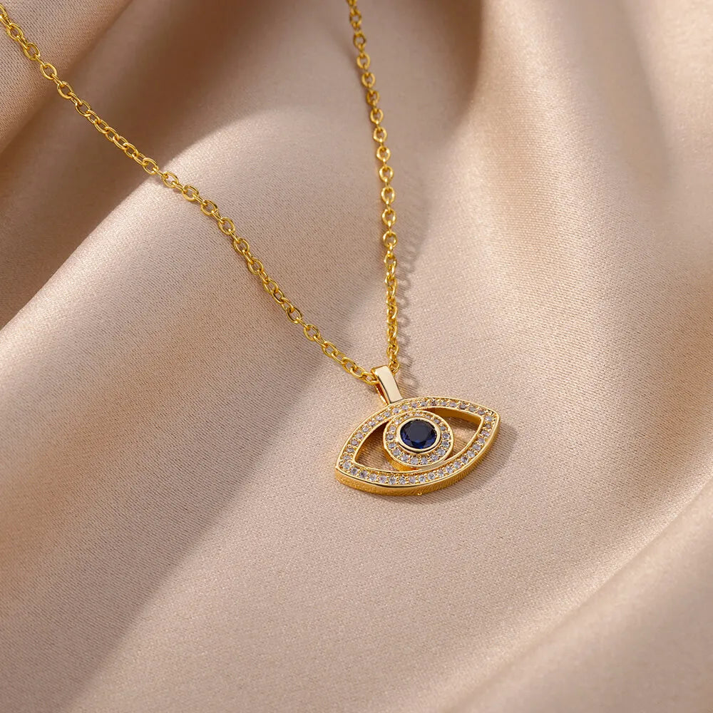 Colar Olho Grego com Zircônia (Banhado a Ouro 18K)