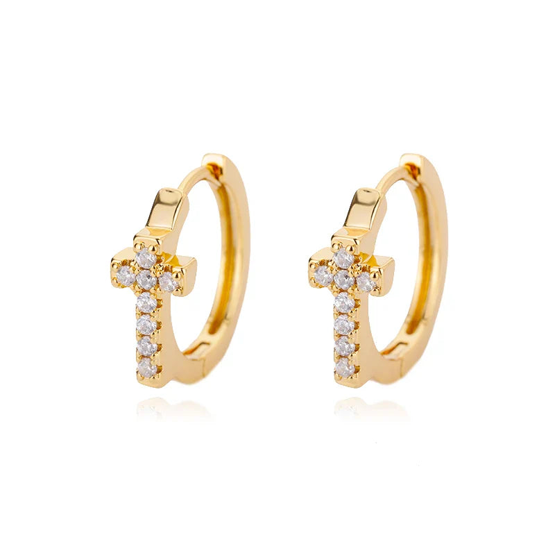 Brincos Argola Cruz (Banhado a Ouro 18K)