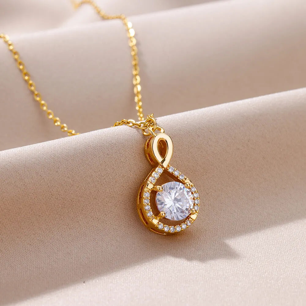 Colar Pendente Infinito Zircônia (Banhado a Ouro 18K)