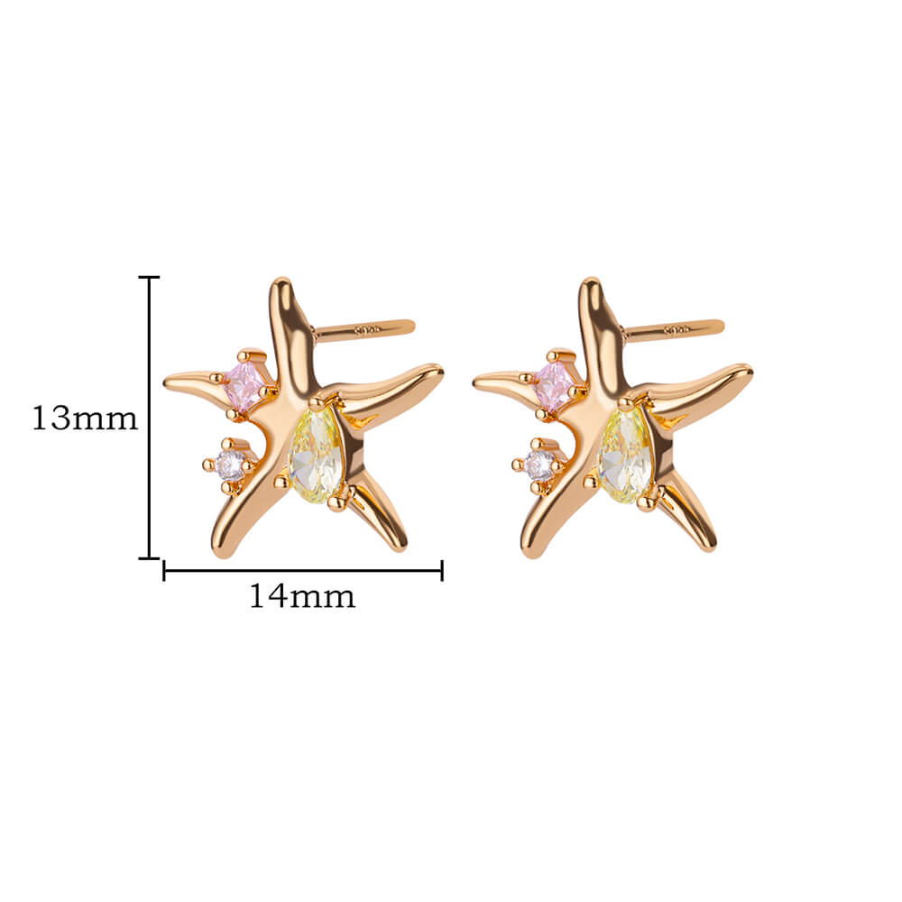 Brincos de Estrela com Zircônia (Banhado a Ouro 18K)