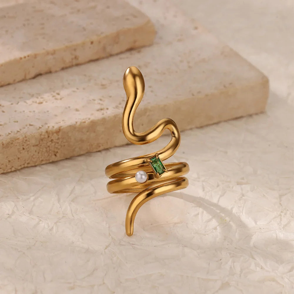 Anel Serpente Dourada (Banhado a Ouro 18K)