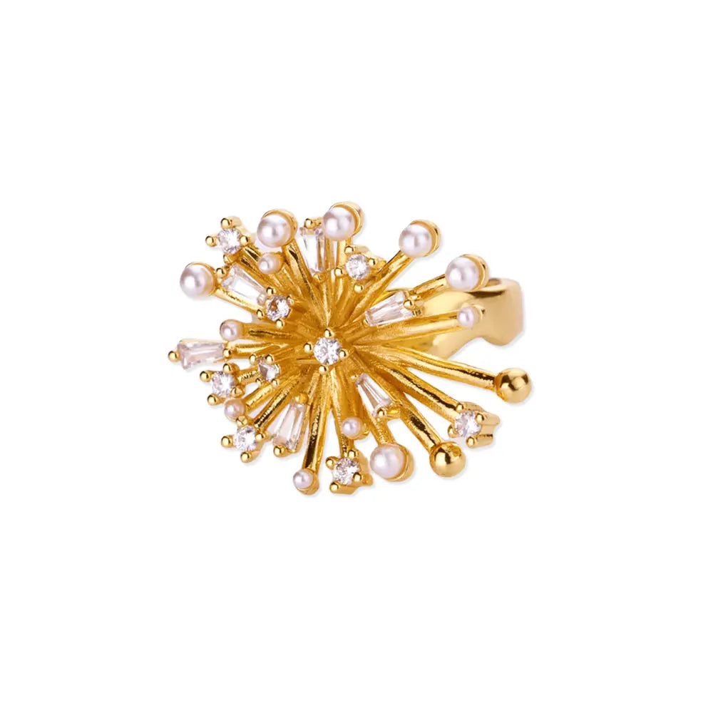 Anel Cristal de Neve (Banhado a Ouro 18K)