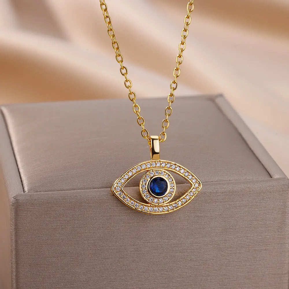 Colar Olho Grego com Zircônia (Banhado a Ouro 18K)