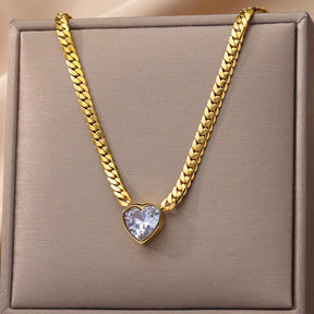 Colar Coração de Zircônia (Banhado a Ouro 18K)