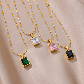 Colar Geométrico de Zircônia (Banhado a Ouro 18K)