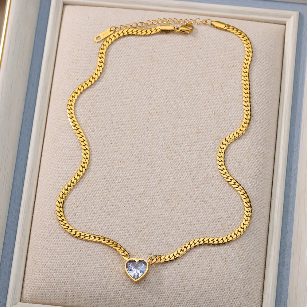 Colar Coração de Zircônia (Banhado a Ouro 18K)