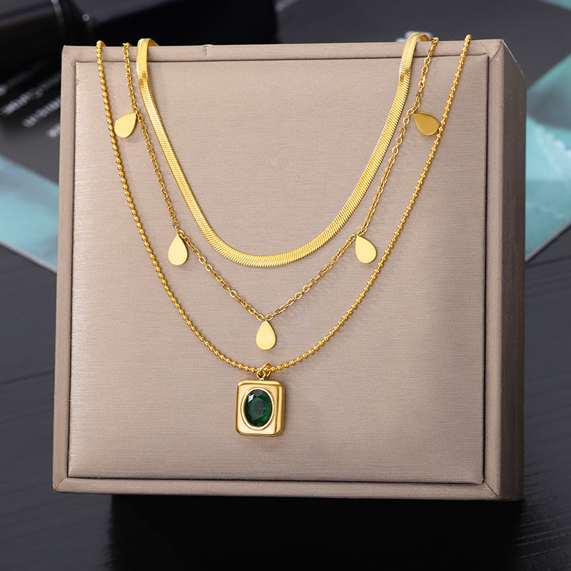 Colar Multilayer Geométrico Quadrado (Banhado a Ouro 18K)