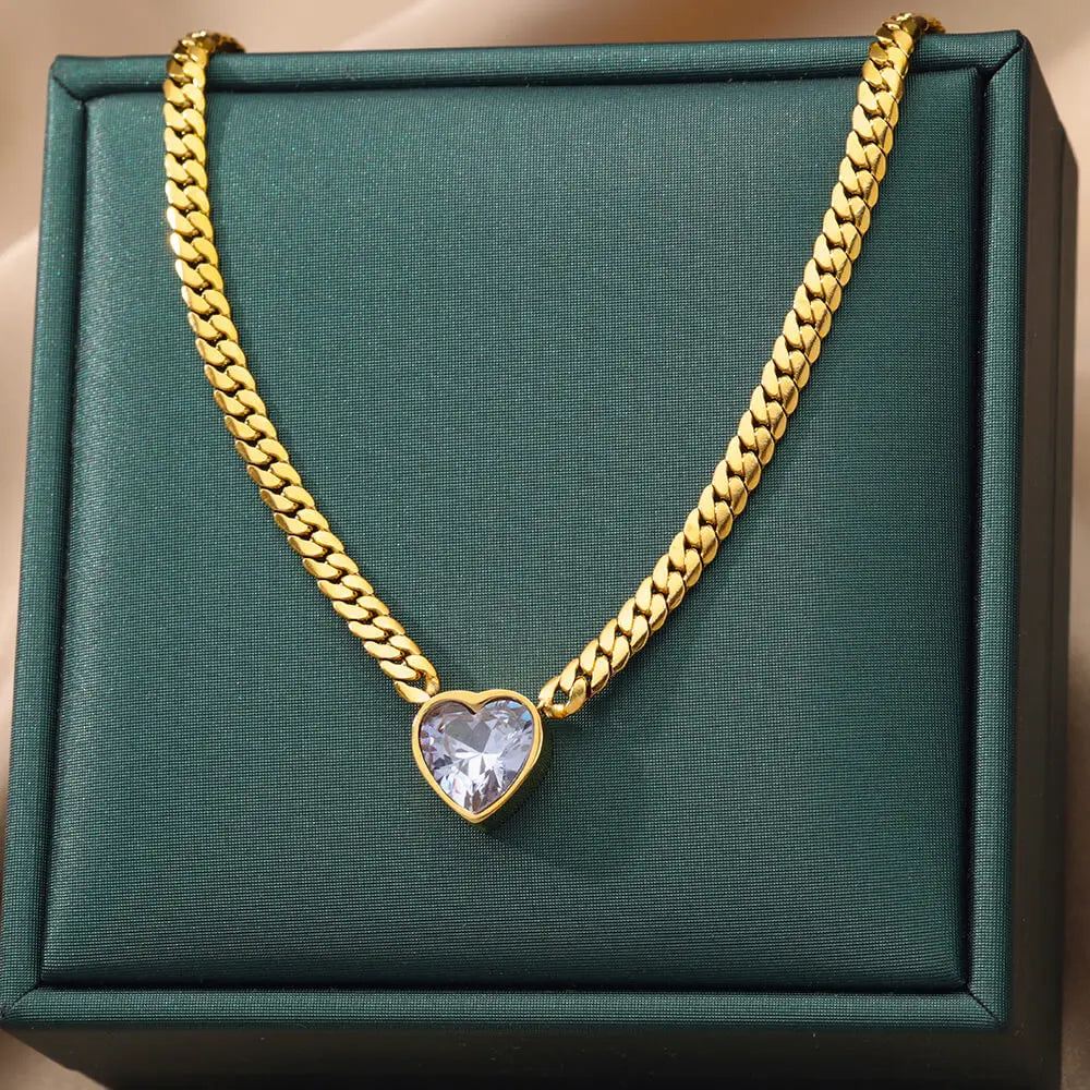 Colar Coração de Zircônia (Banhado a Ouro 18K)