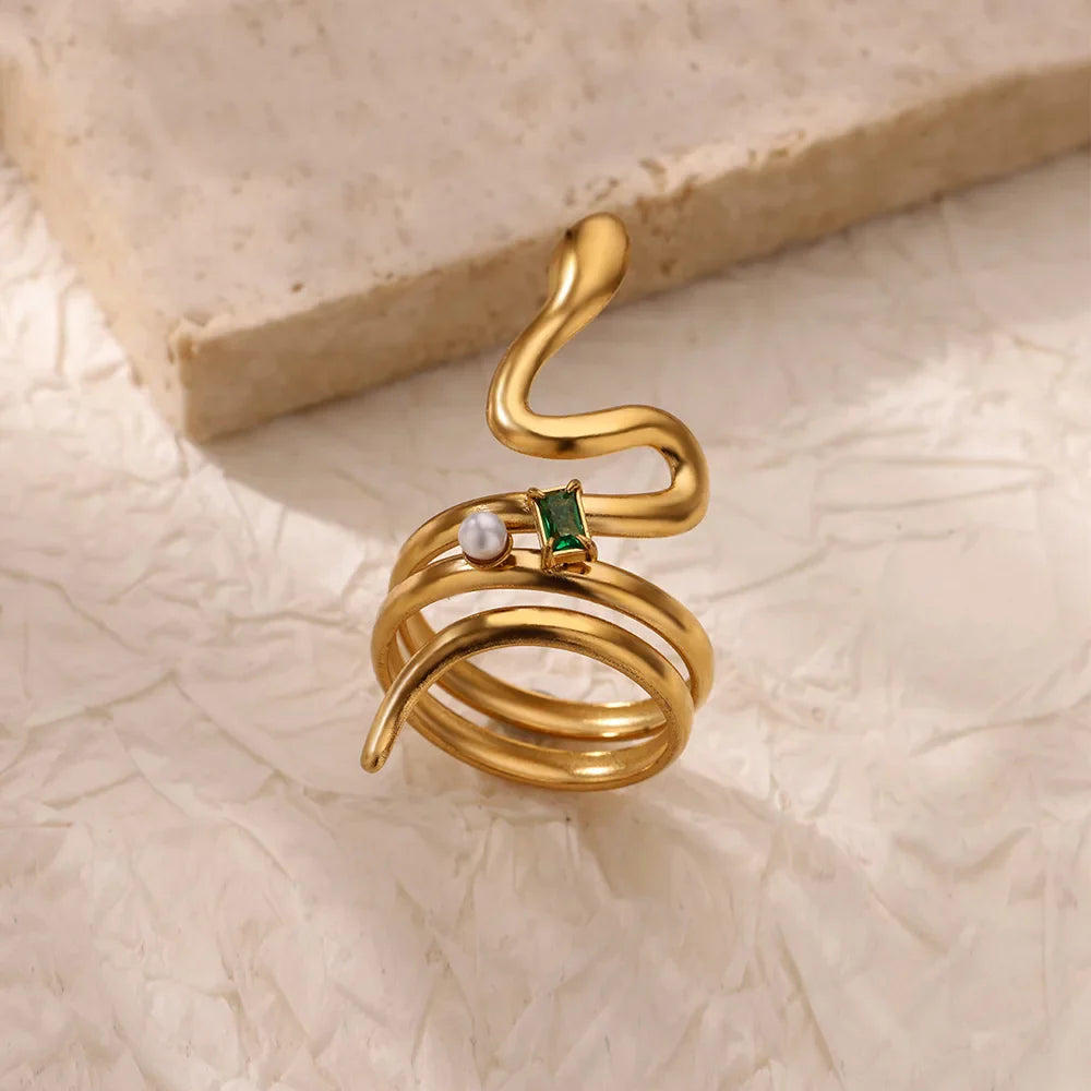 Anel Serpente Dourada (Banhado a Ouro 18K)