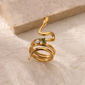Anel Serpente Dourada (Banhado a Ouro 18K)