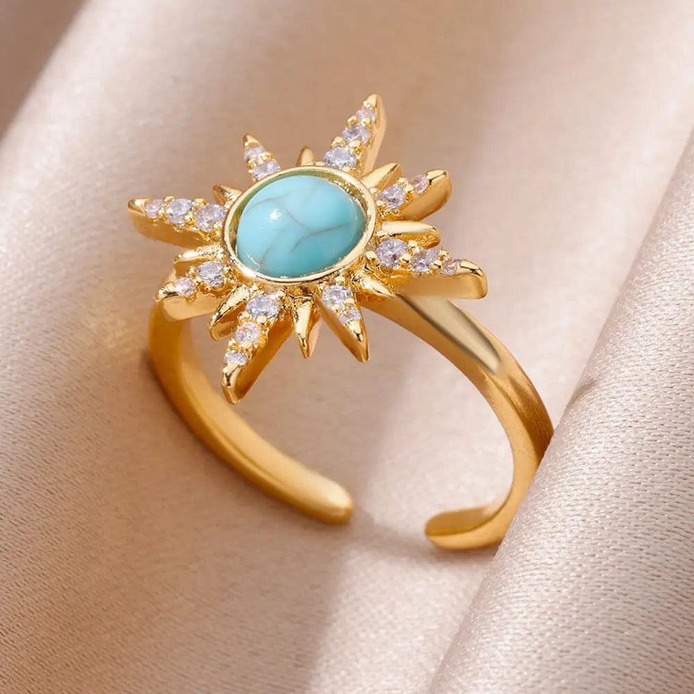 Anel Sol de Zircônia (Banhado a Ouro 18K)