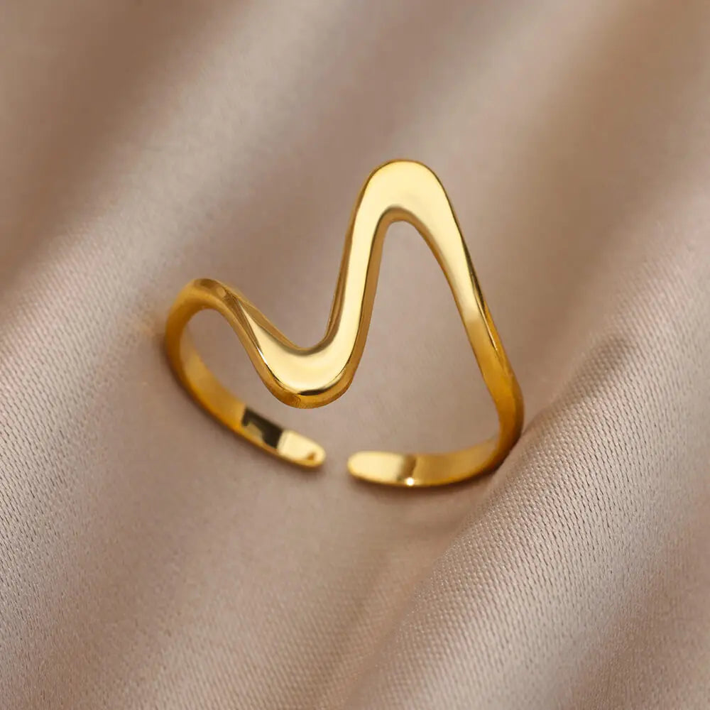 Anel Ondas do Mar (Banhado a Ouro 18K)