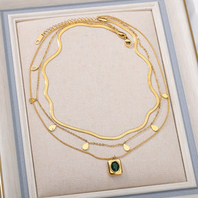 Colar Multilayer Geométrico Quadrado (Banhado a Ouro 18K)