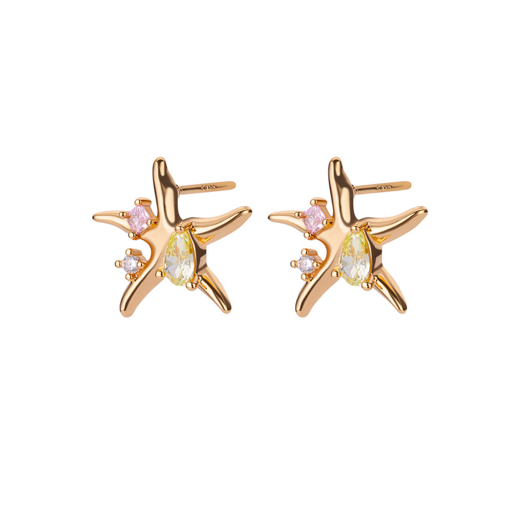 Brincos de Estrela com Zircônia (Banhado a Ouro 18K)