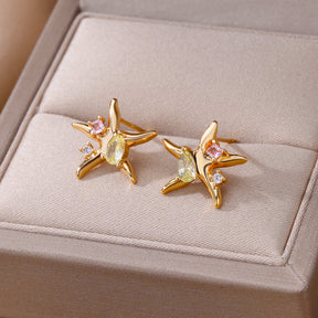 Brincos de Estrela com Zircônia (Banhado a Ouro 18K)