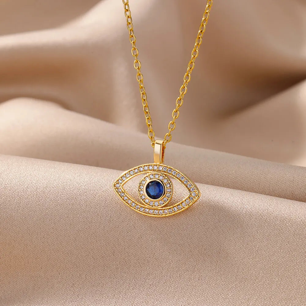 Colar Olho Grego com Zircônia (Banhado a Ouro 18K)