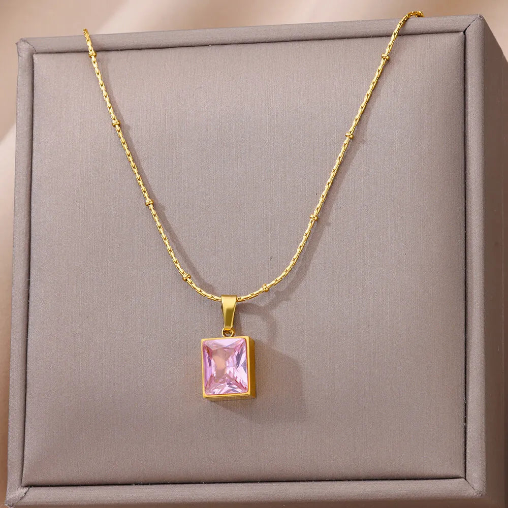 Colar Geométrico de Zircônia (Banhado a Ouro 18K)