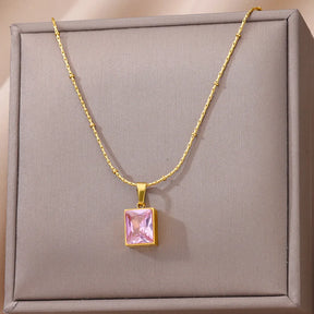 Colar Geométrico de Zircônia (Banhado a Ouro 18K)
