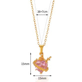 Colar Coração de Zircônia Rosa (Banhado a Ouro 18K)