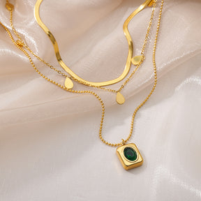 Colar Multilayer Geométrico Quadrado (Banhado a Ouro 18K)