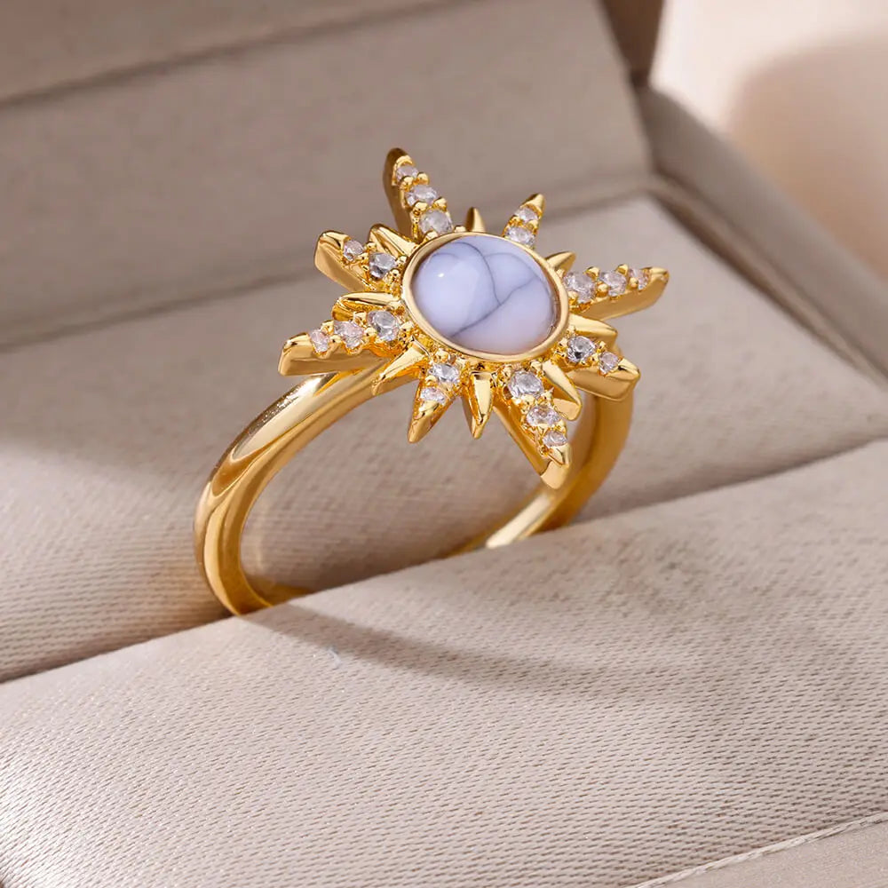Anel Sol de Zircônia (Banhado a Ouro 18K)