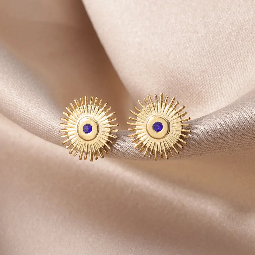 Brincos Vintage Sol de Zircônia (Banhado a Ouro 18K)