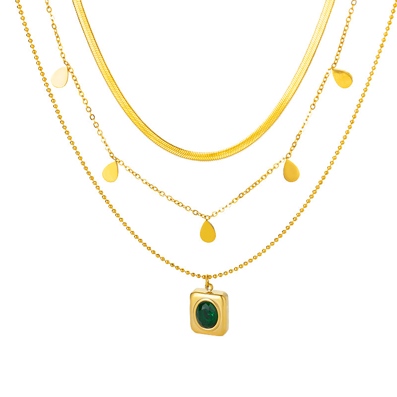 Colar Multilayer Geométrico Quadrado (Banhado a Ouro 18K)