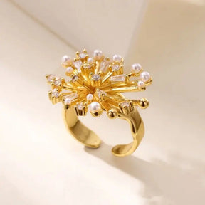 Anel Cristal de Neve (Banhado a Ouro 18K)