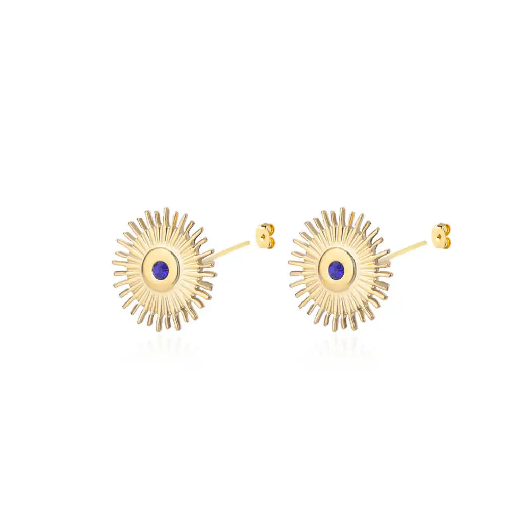 Brincos Vintage Sol de Zircônia (Banhado a Ouro 18K)