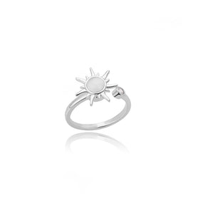 Anel Sol Rotativo de Opala (Banhado a Ouro 18K)