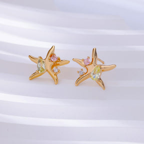Brincos de Estrela com Zircônia (Banhado a Ouro 18K)