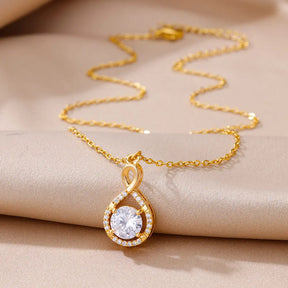 Colar Pendente Infinito Zircônia (Banhado a Ouro 18K)