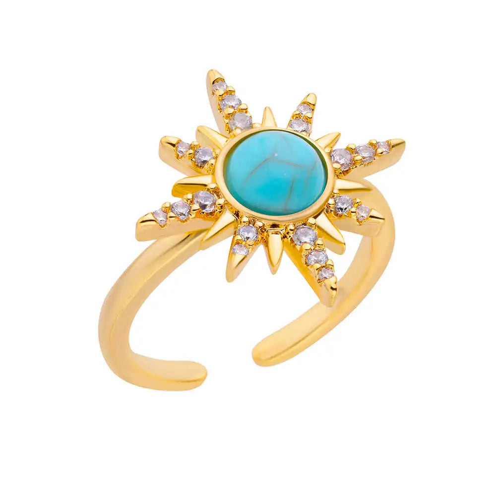 Anel Sol de Zircônia (Banhado a Ouro 18K)
