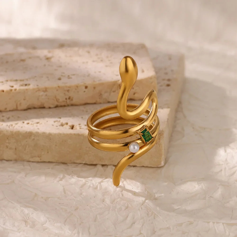 Anel Serpente Dourada (Banhado a Ouro 18K)