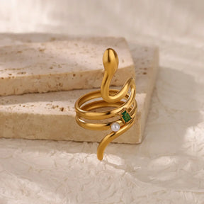 Anel Serpente Dourada (Banhado a Ouro 18K)