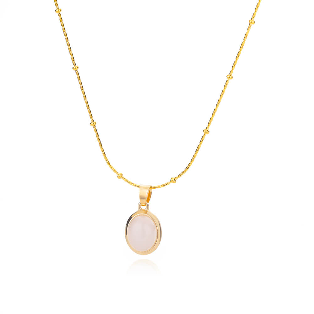 Colar Oval de Pedra Opala (Banhado a Ouro 18K)
