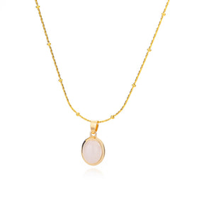 Colar Oval de Pedra Opala (Banhado a Ouro 18K)