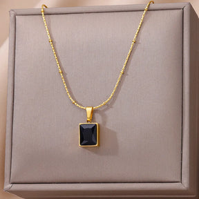 Colar Geométrico de Zircônia (Banhado a Ouro 18K)