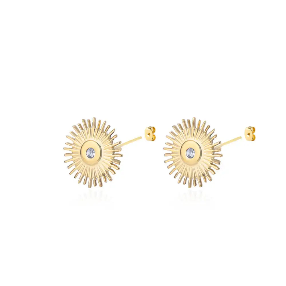 Brincos Vintage Sol de Zircônia (Banhado a Ouro 18K)
